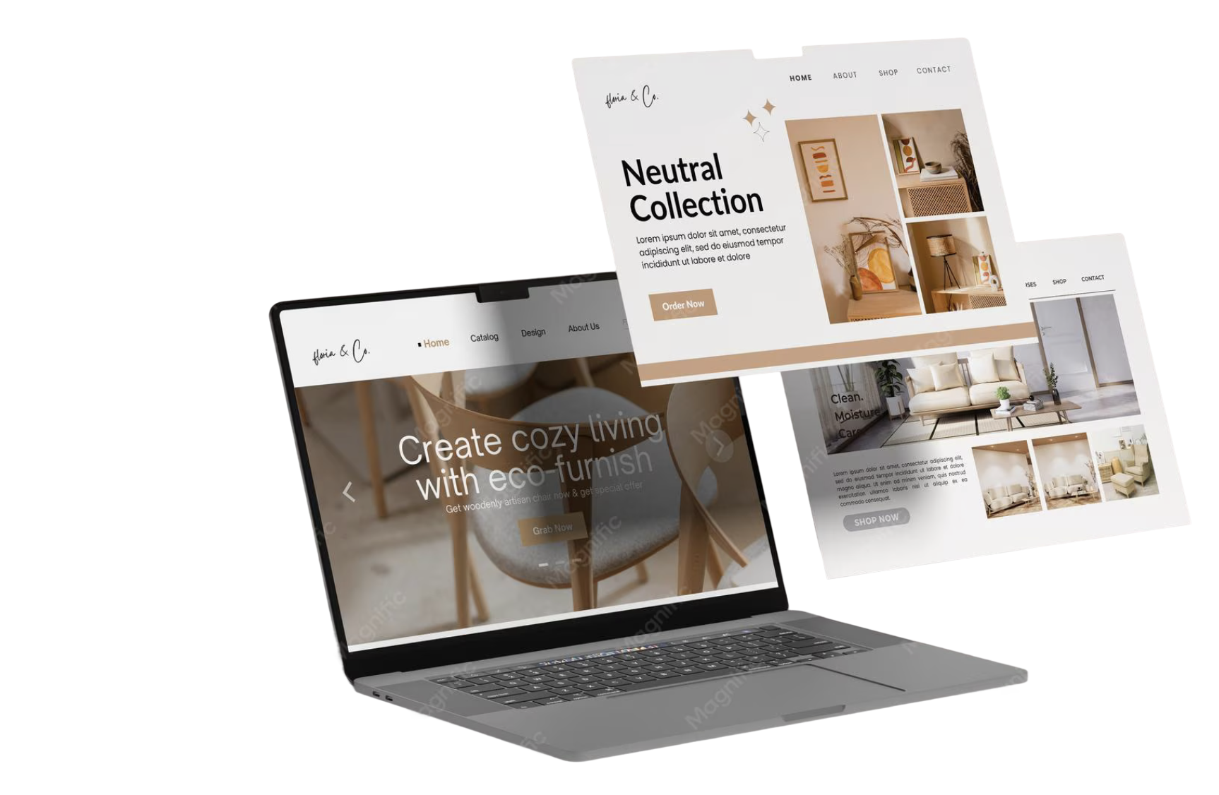 Laptop showcasing client website